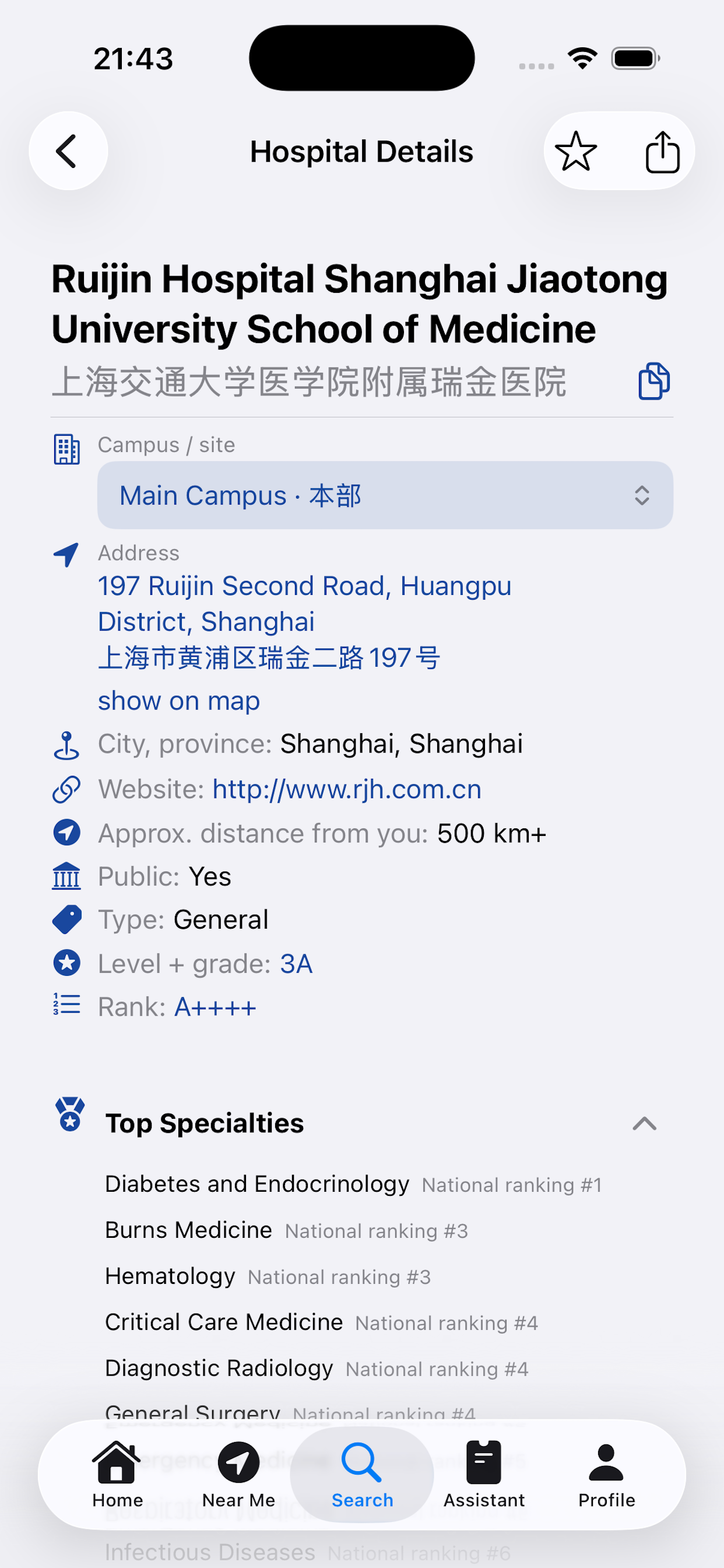 Yiroute — hospital details and rankings